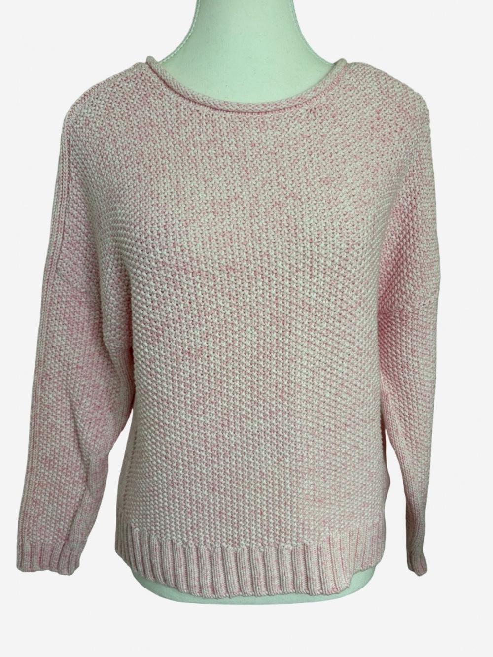 Habitat Pink/White Cotton Blend Knit Oversized Summer Sweater-Sz-XS/S